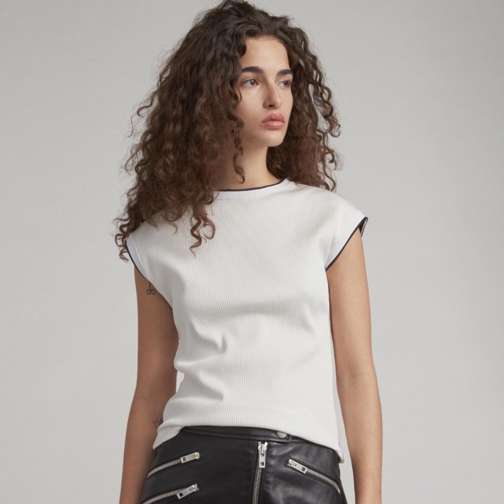 Rag & Bone Watts Cap-Sleeve Ribbed Top sz XS